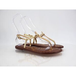 Sam Edelman Women Gigi Slingback Thong Sandals Size 9 Gold Metallic Leather